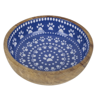 Gamelle bois design bleu pattes blanches - Le Royaume de Lecki