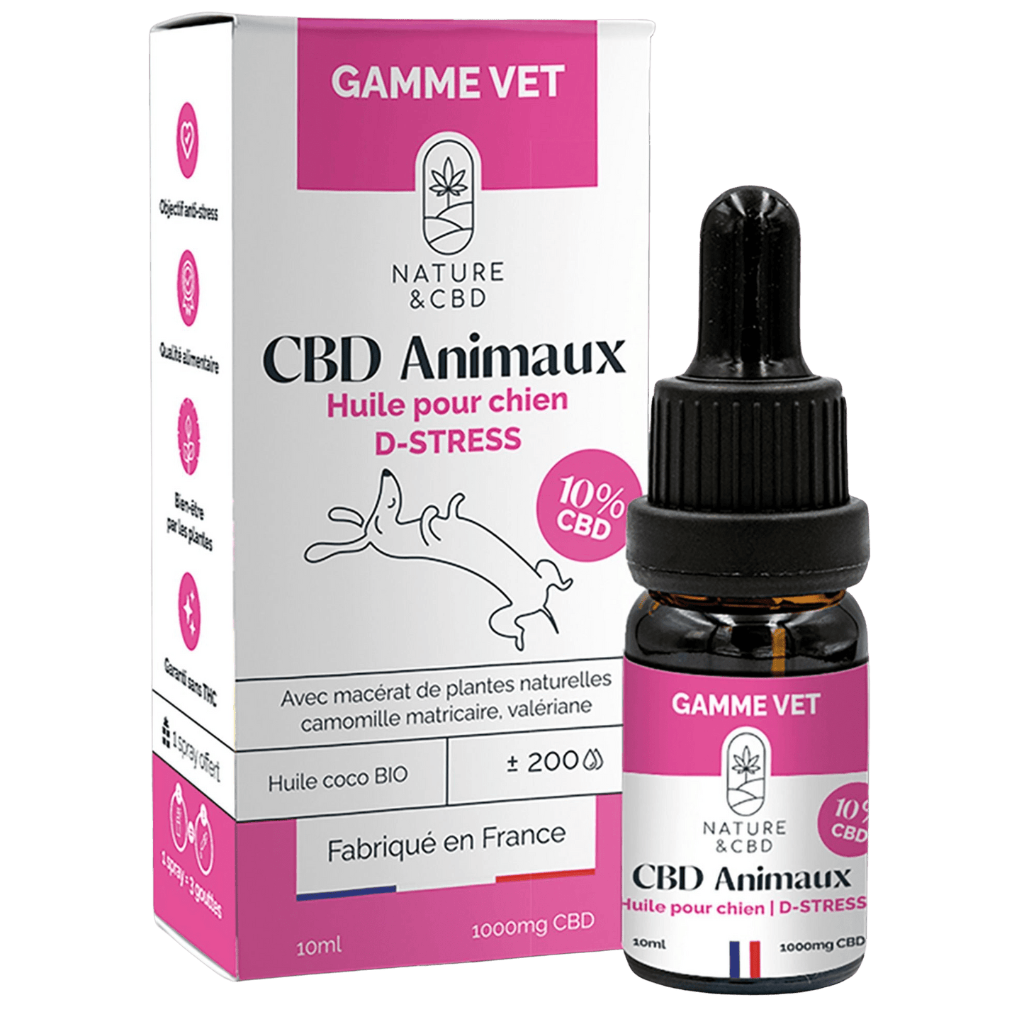 Huile de CBD 10% D - STRESS pour chiens - Le Royaume de Lecki