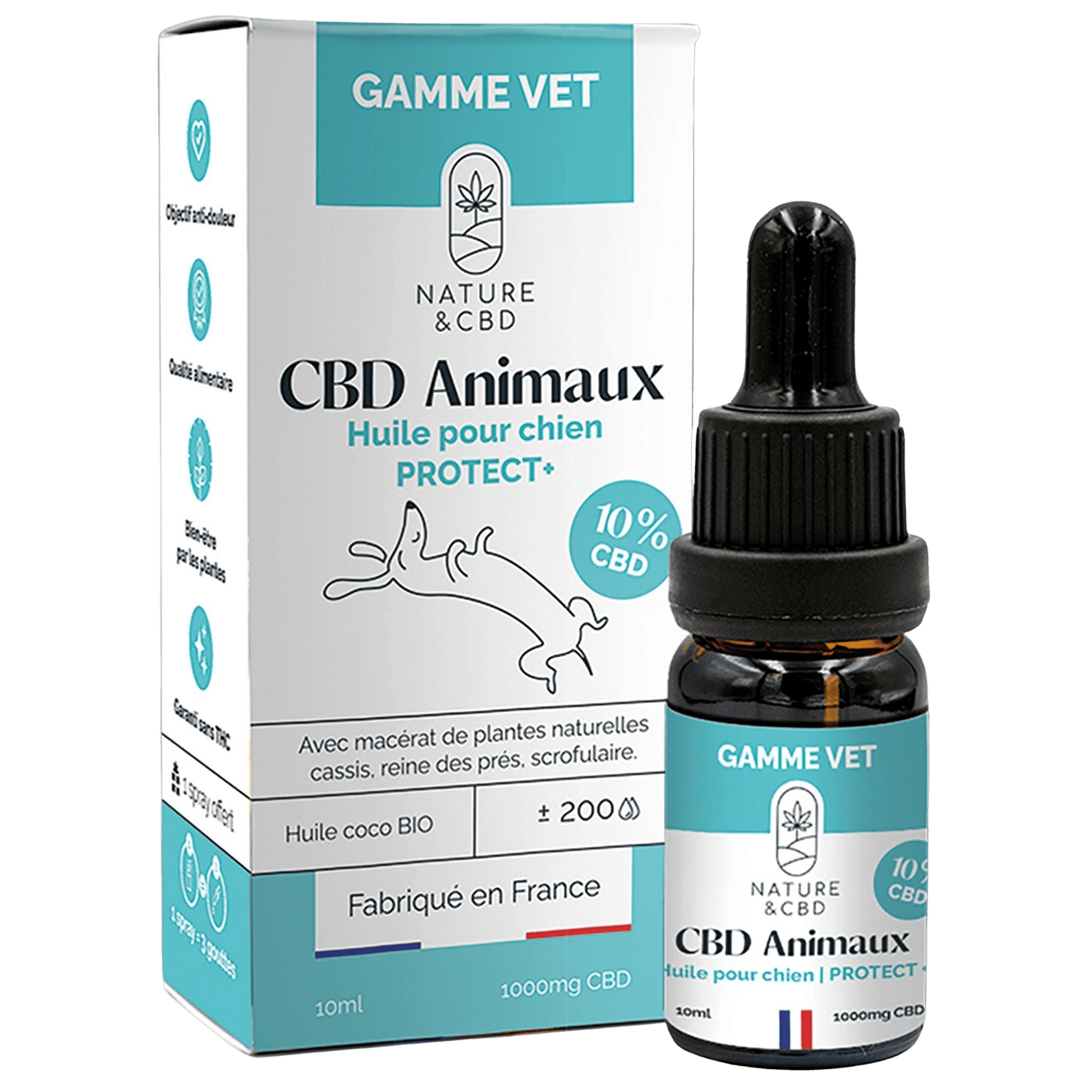 Huile de CBD 10% PROTECT+ pour chiens - Le Royaume de Lecki