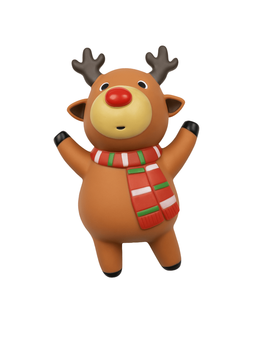 Jouet vinyle sonore Renne de Noël Bubimex - Le Royaume de Lecki