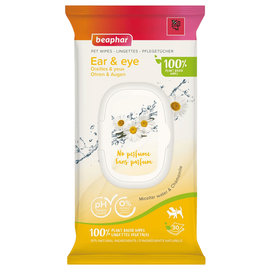 Lingettes végétales oreilles et yeux Beaphar - Le Royaume de Lecki