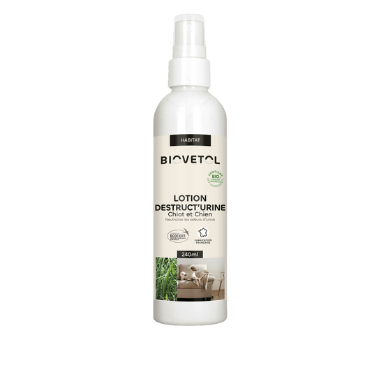 Lotion Destruct'urine chiots et chiens Biovetol - Le Royaume de Lecki