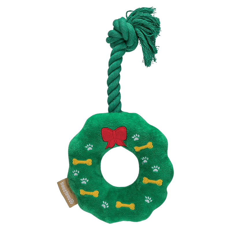 Peluche couronne de Noël avec corde - Le Royaume de Lecki