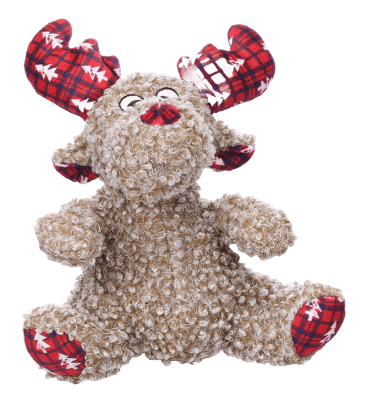 Peluche de Noël assis Krola le Caribou brun - Le Royaume de Lecki