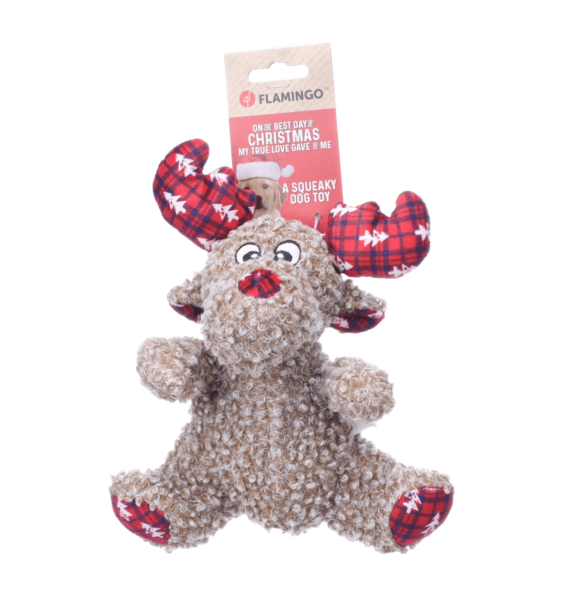 Peluche de Noël assis Krola le Caribou brun - Le Royaume de Lecki