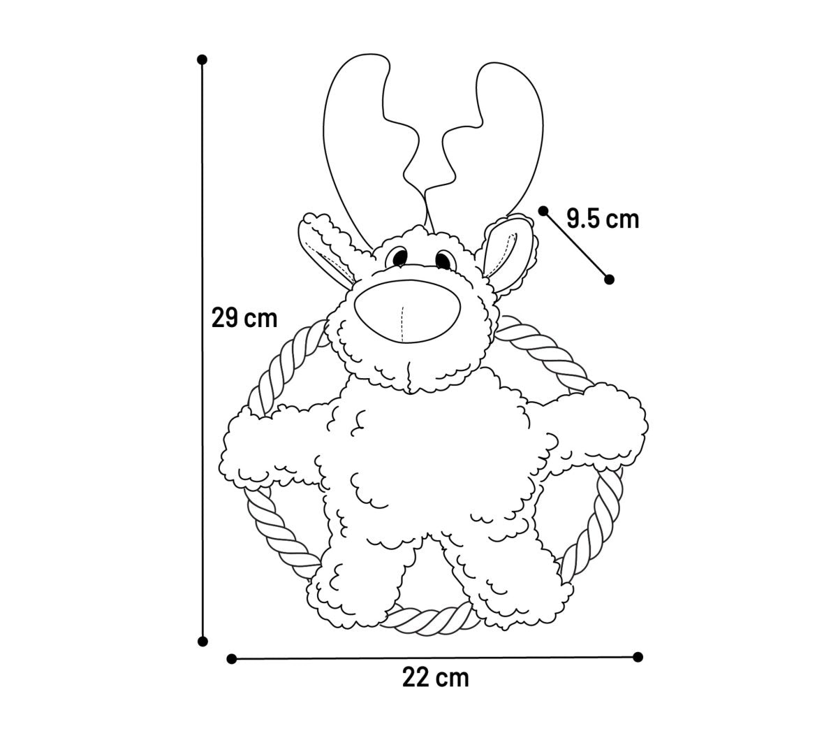 Peluche de Noël avec anneau Krola le Caribou brun - Le Royaume de Lecki