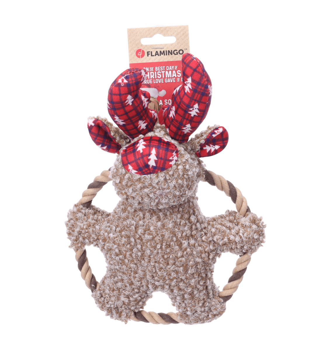 Peluche de Noël avec anneau Krola le Caribou brun - Le Royaume de Lecki