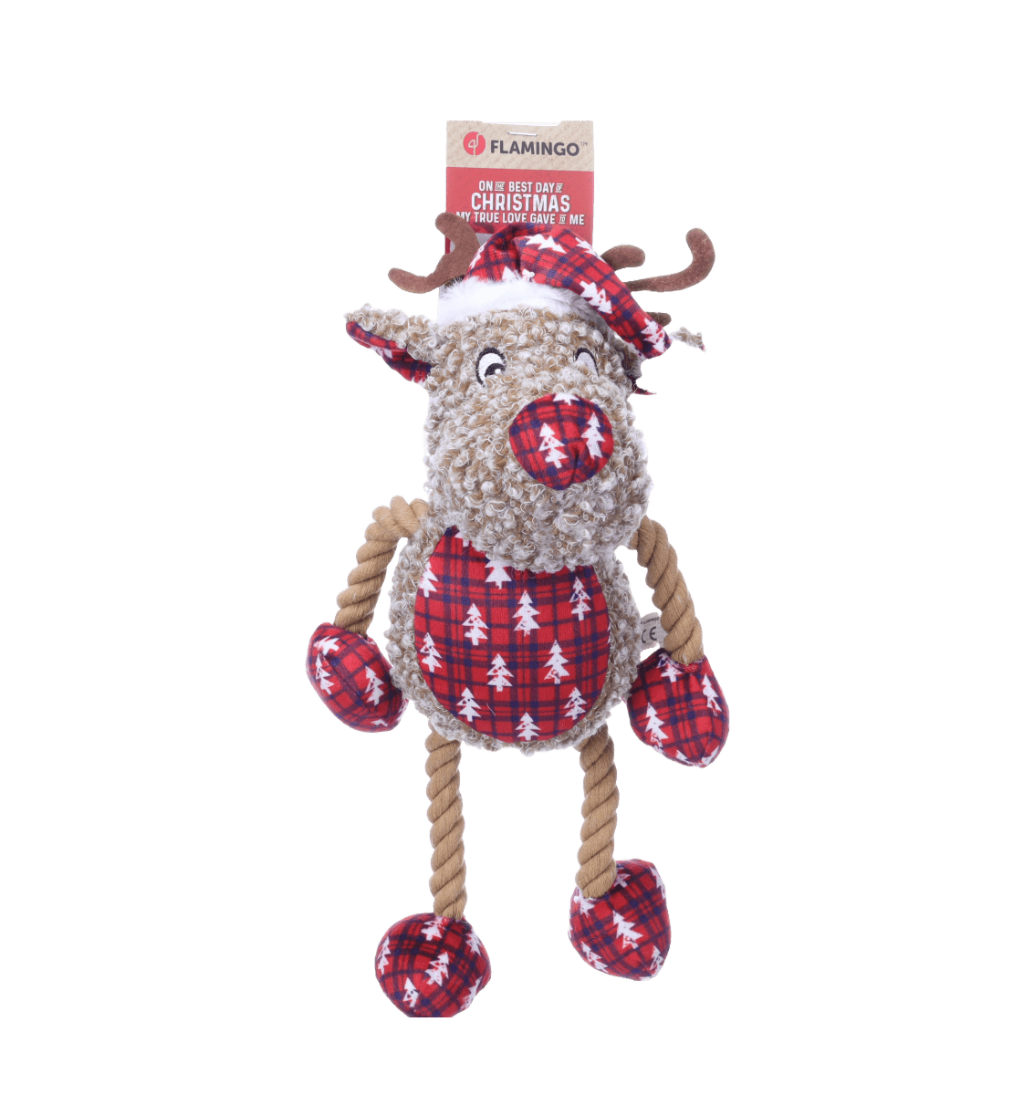 Peluche de Noël avec corde Krola le Caribou brun - Le Royaume de Lecki
