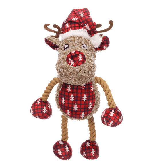 Peluche de Noël avec corde Krola le Caribou brun - Le Royaume de Lecki
