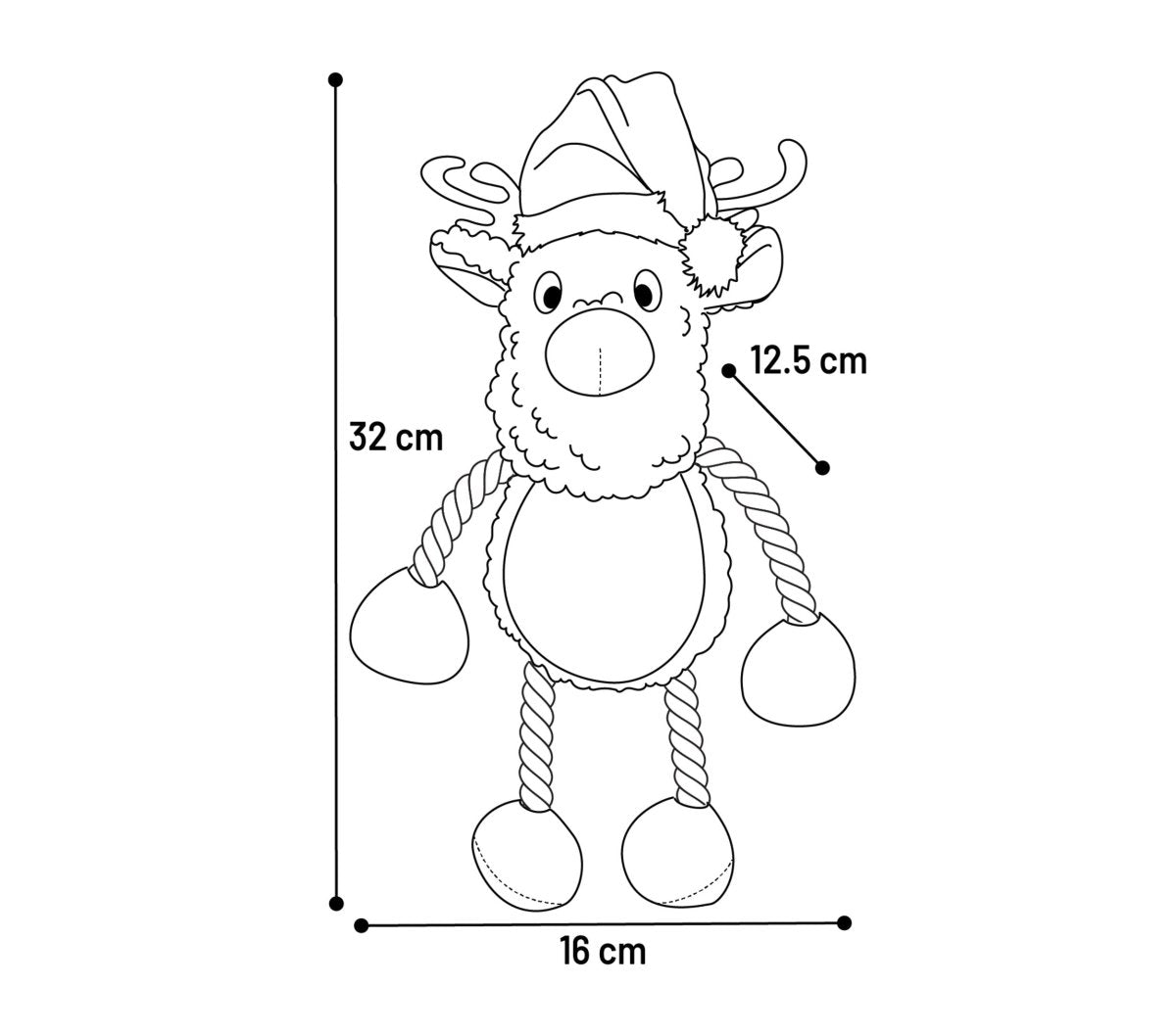 Peluche de Noël avec corde Krola le Caribou brun - Le Royaume de Lecki