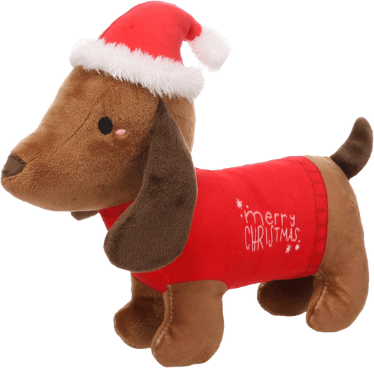 Peluche de Noël Tikko le Teckel marron - Le Royaume de Lecki