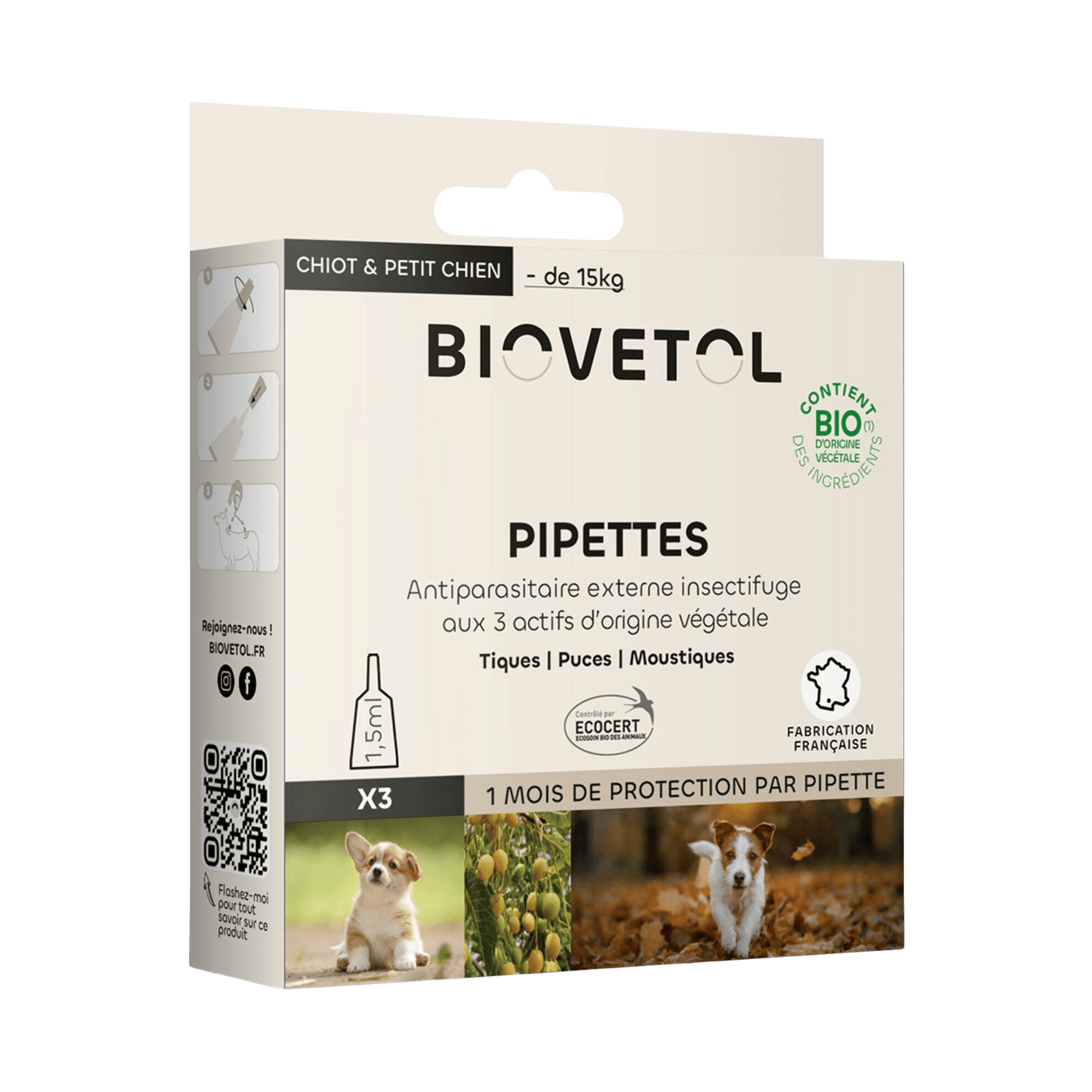 Pipettes antiparasitaires répulsives Biovetol - Le Royaume de Lecki