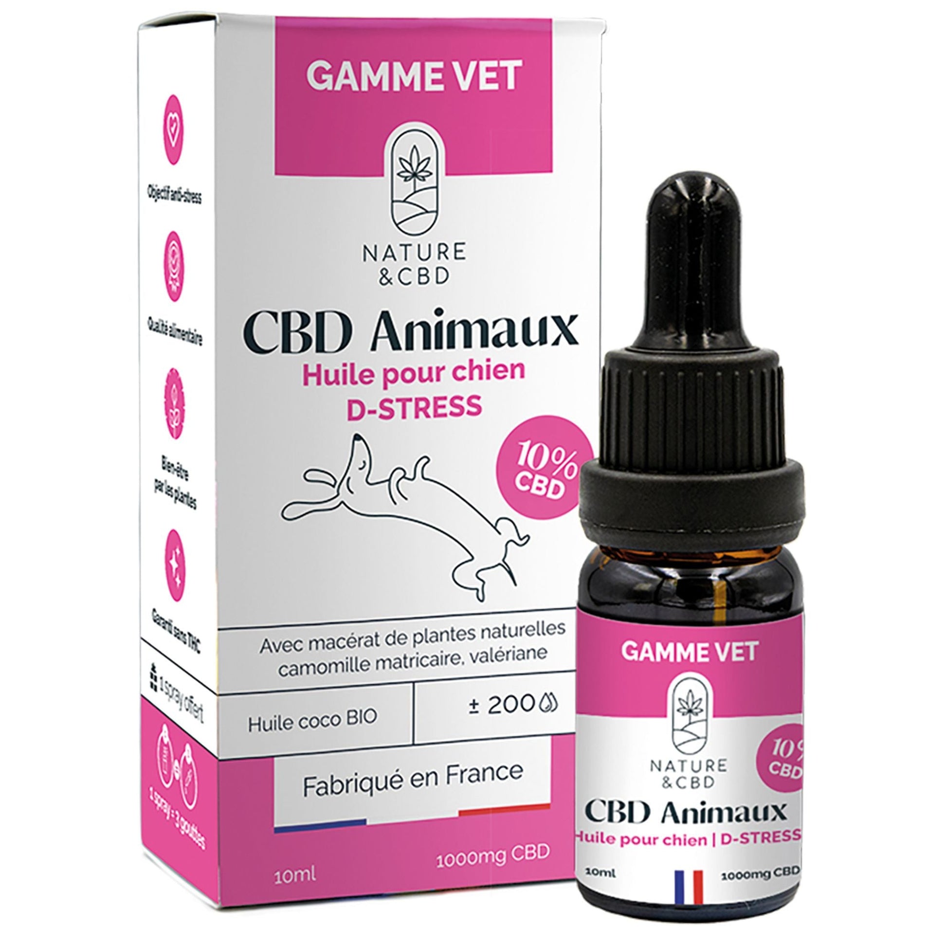 Huile de CBD D-STRESS pour chiens 10% - Le Royaume de Lecki