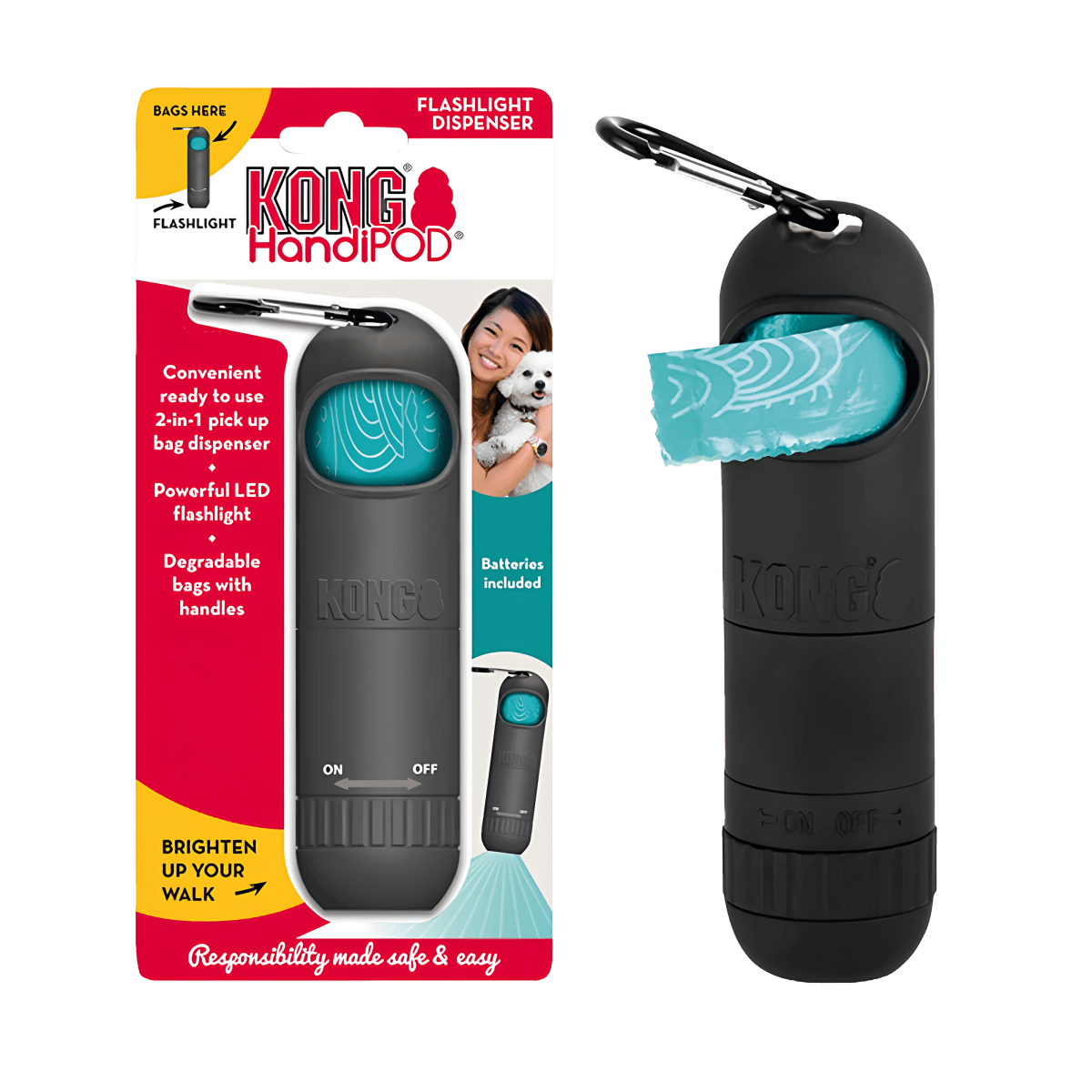 KONG® HandiPod Distributeur sachets ramasse - crottes avec torche LED - Le Royaume de Lecki
