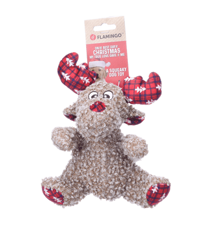 Peluche de Noël assis Krola le Caribou brun - Le Royaume de Lecki