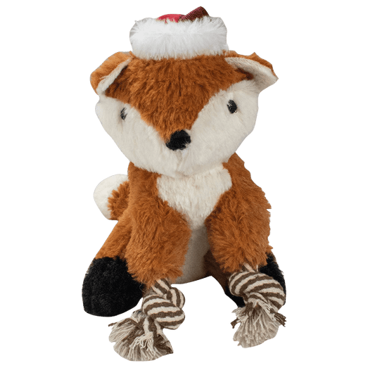 Peluche sonore Renard de Noël avec corde - Le Royaume de Lecki