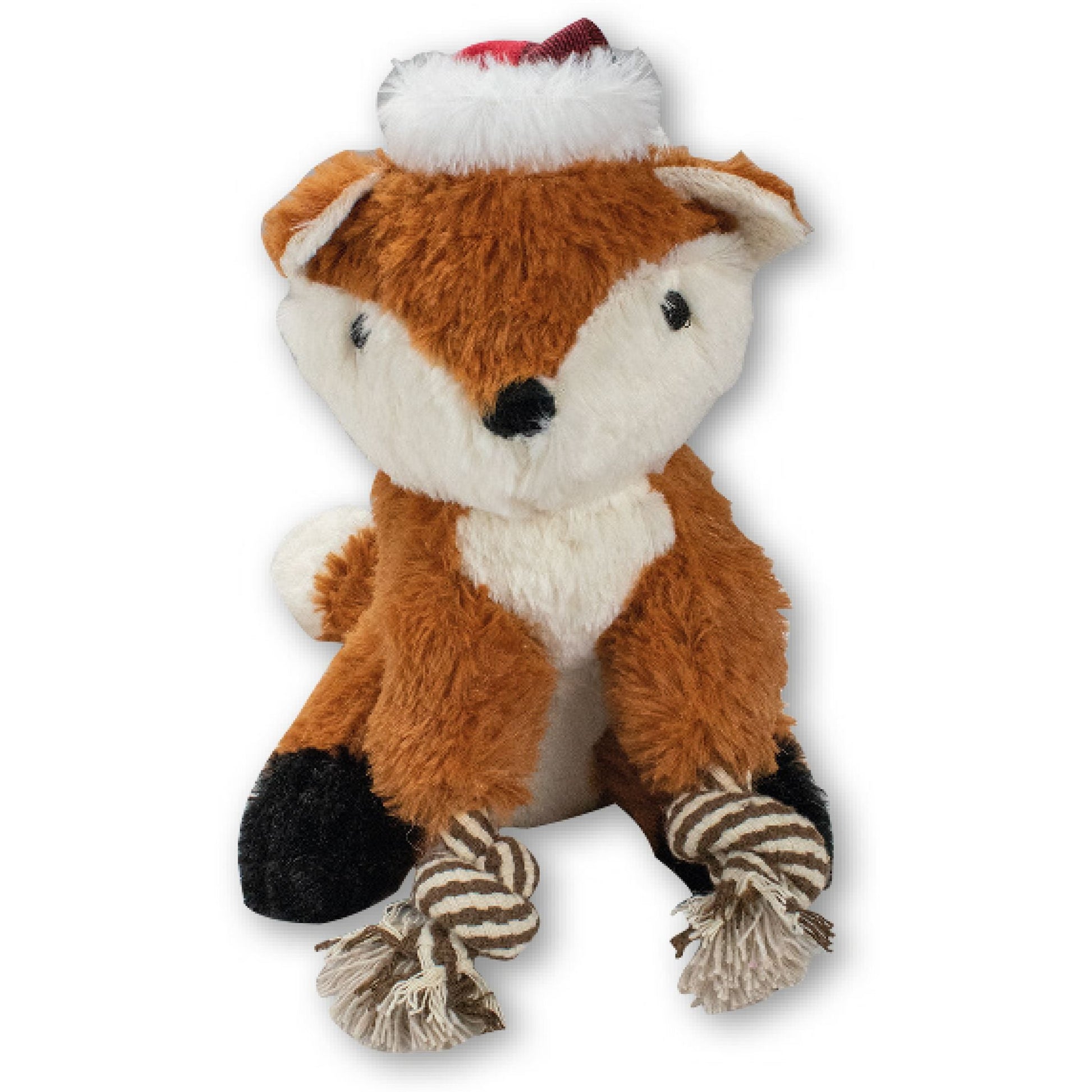 Peluche sonore Renard de Noël avec corde - Le Royaume de Lecki